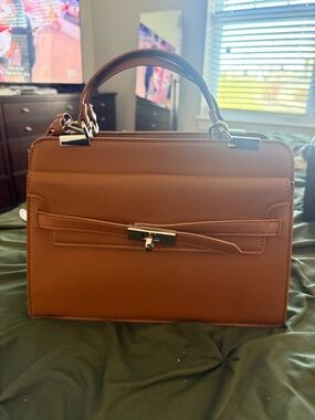 Steve Madden Brown Structured Top-Handle Satchel